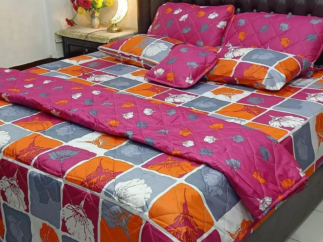 Stylish 7 Pcs Cotton Salonica Printed Comforter Set