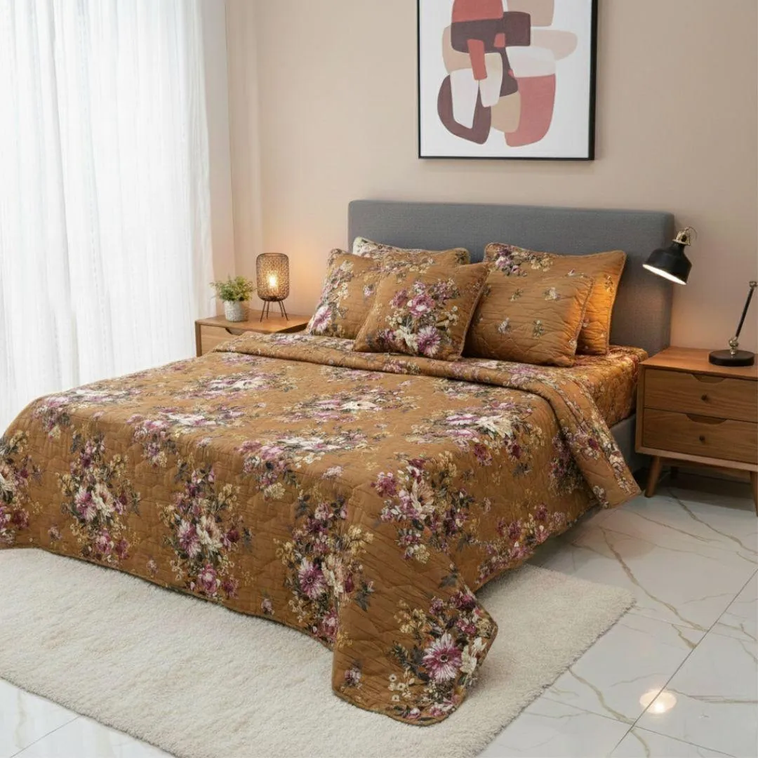 Stylish 7 Pcs Cotton Salonica Printed Comforter Set