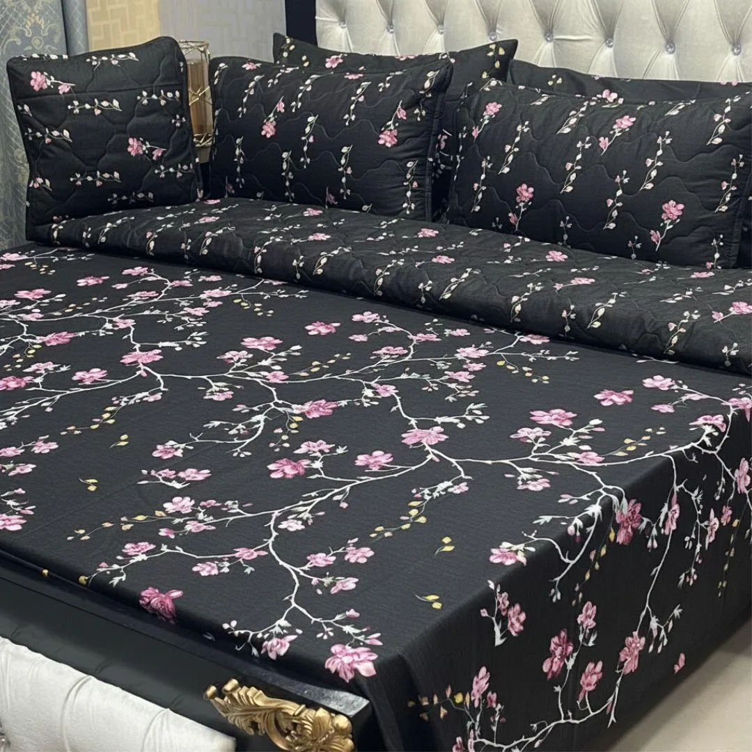 Stylish 7 Pcs Cotton Salonica Printed Comforter Set