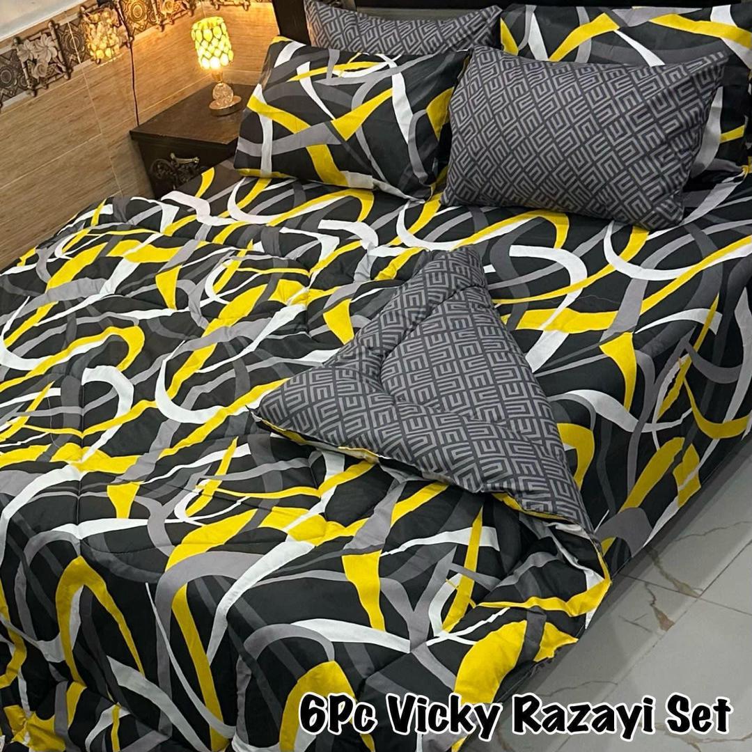 6 Pcs Cotton Salonica Printed Razai Set