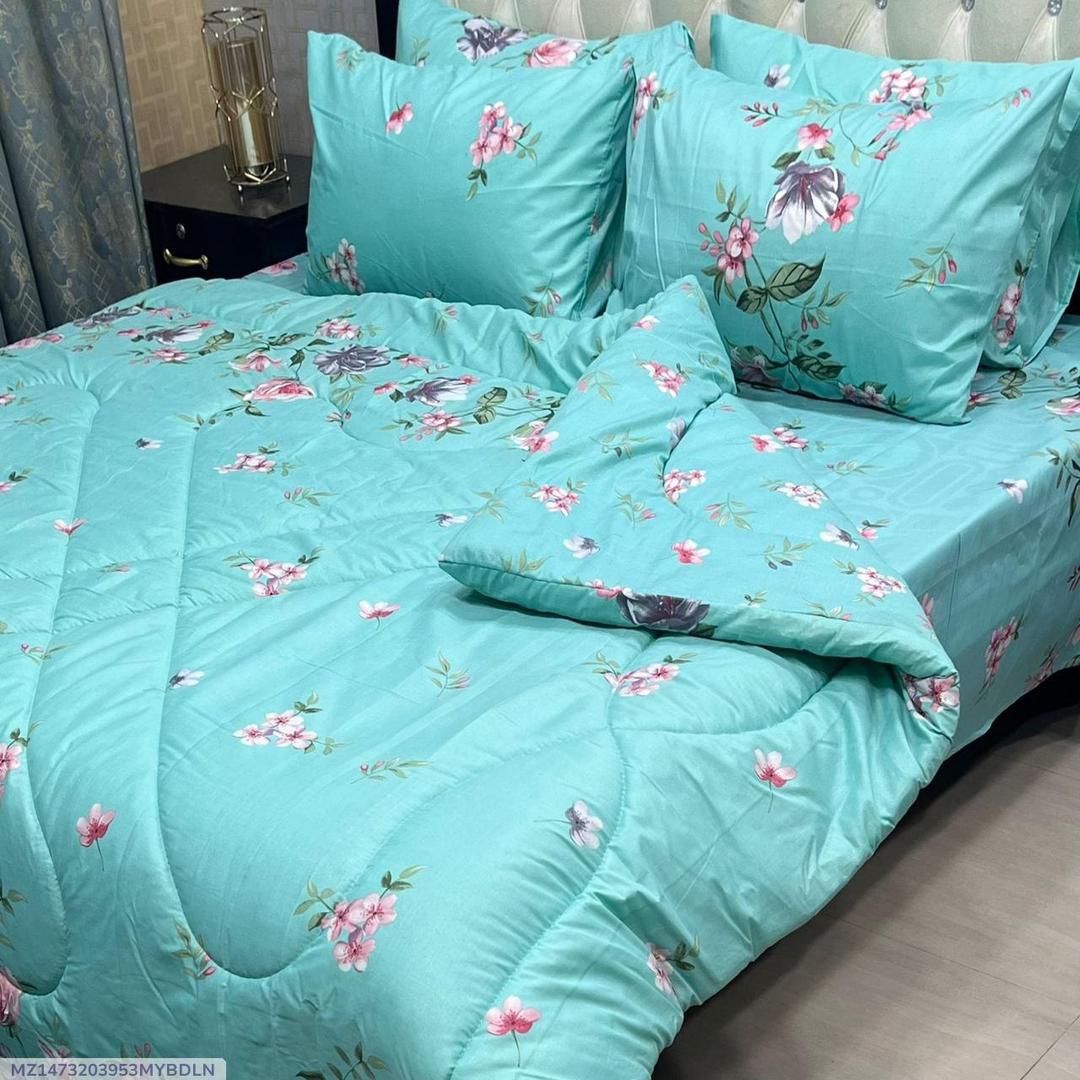 Stylish 6 Pcs Cotton Salonica Printed Razai Set