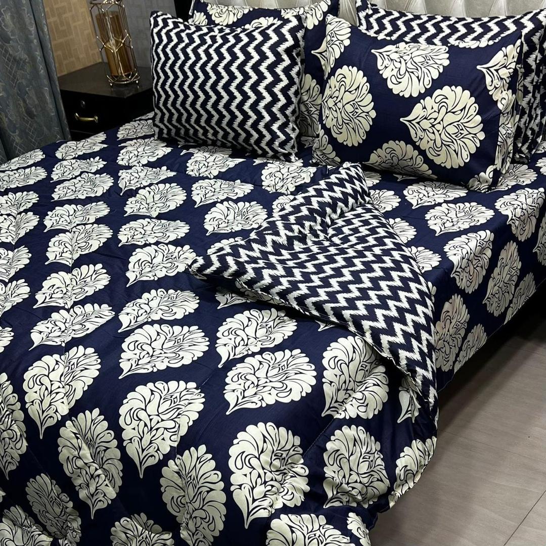 Stylish 6 Pcs Cotton Salonica Printed Razai Set