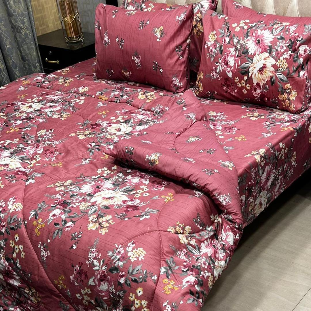 Stylish 6 Pcs Cotton Salonica Printed Razai Set