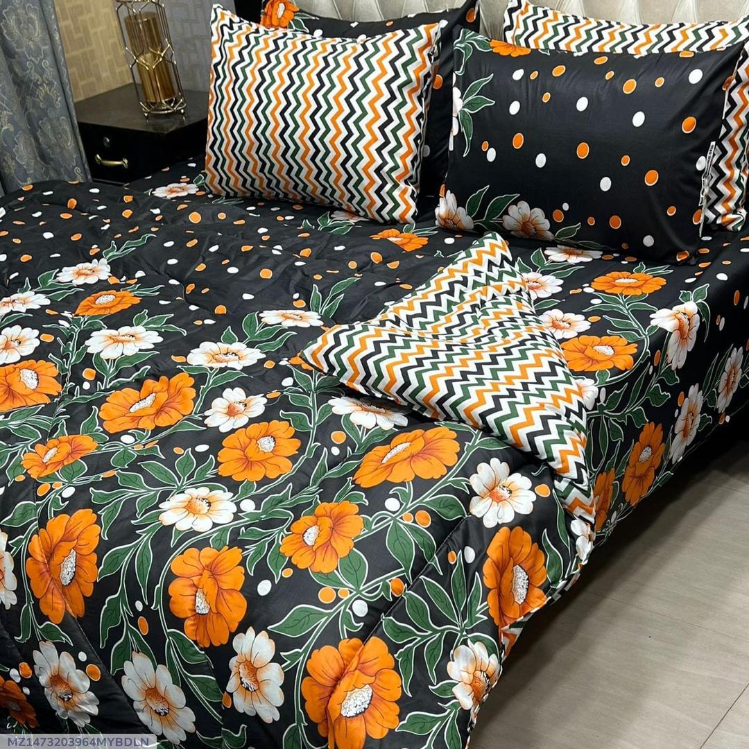 Stylish 6 Pcs Cotton Salonica Printed Razai Set