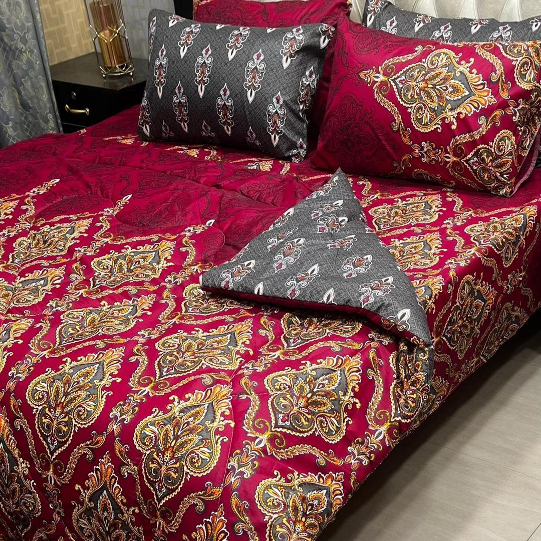 Stylish 6 Pcs Cotton Salonica Printed Razai Set