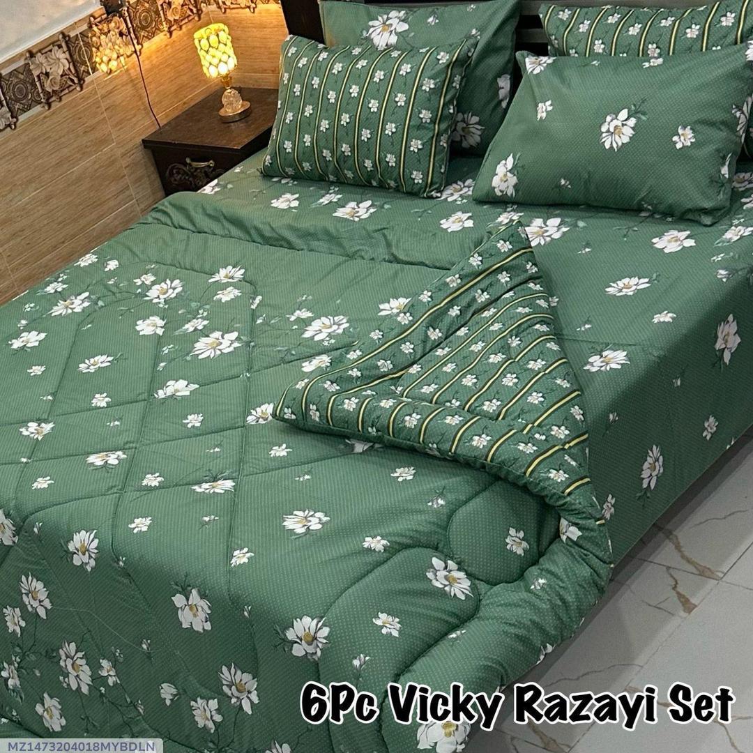 Cozy 6 Pcs Cotton Salonica Printed Razai Set