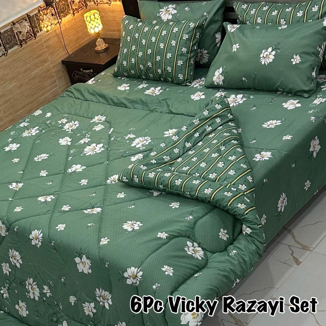 Cozy 6 Pcs Cotton Salonica Printed Razai Set