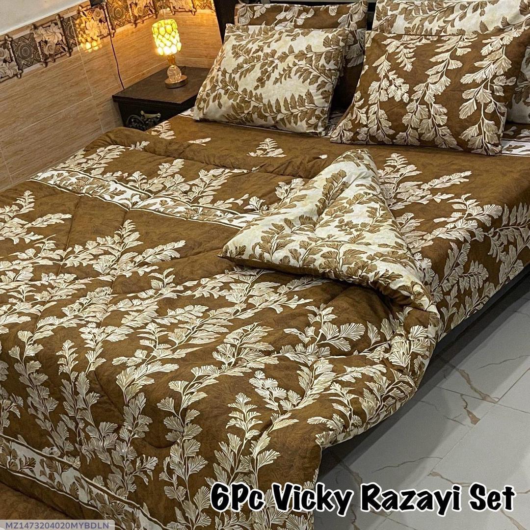 Cozy 6 Pcs Cotton Salonica Printed Razai Set