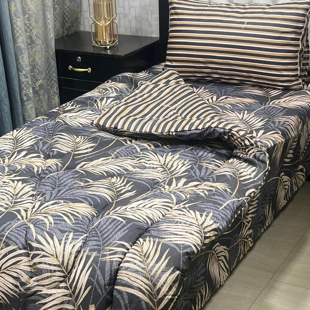 Stylish 3 Pcs Cotton Salonica Printed Single Razai Set