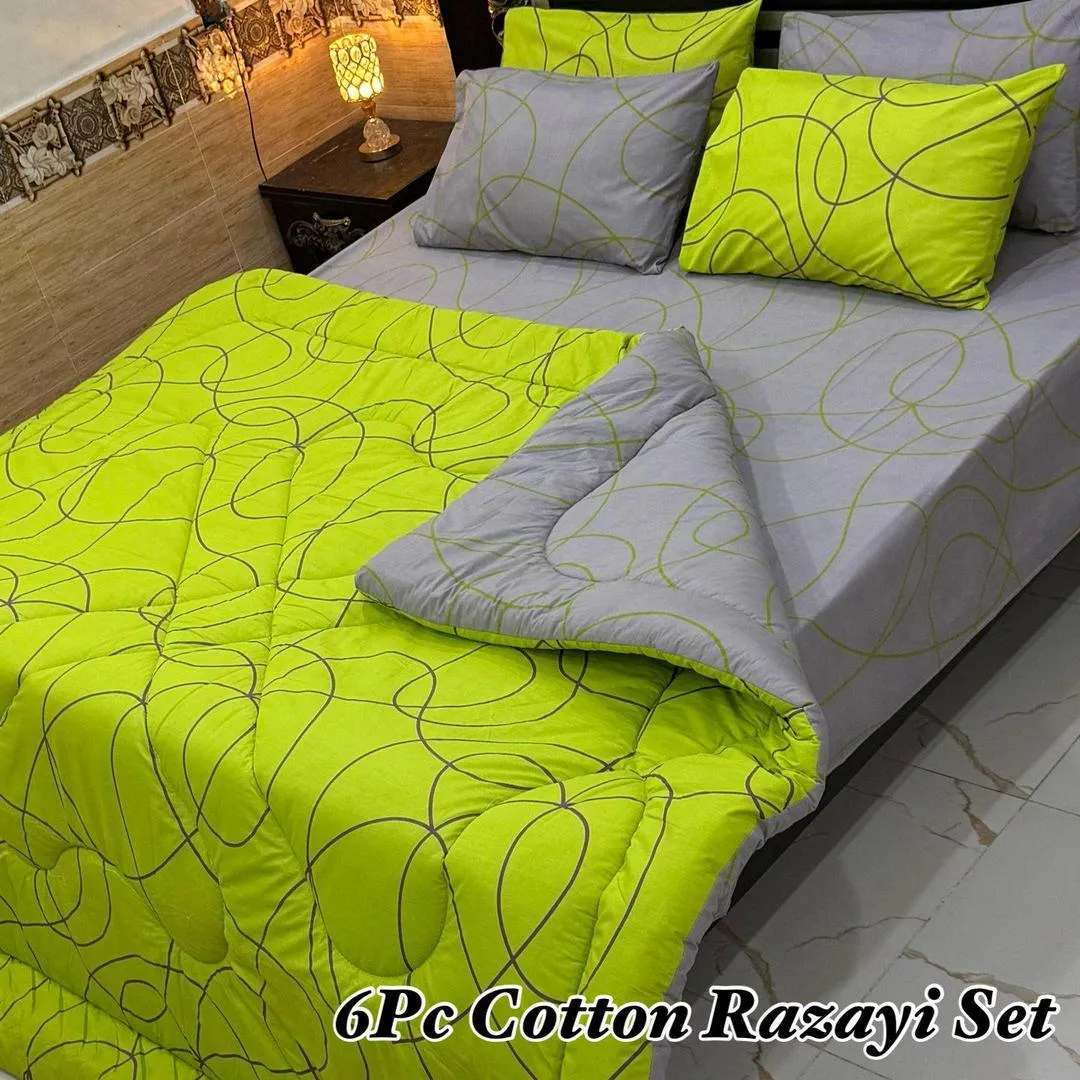 Vibrant 6 Pcs Cotton Printed Double Razai Set