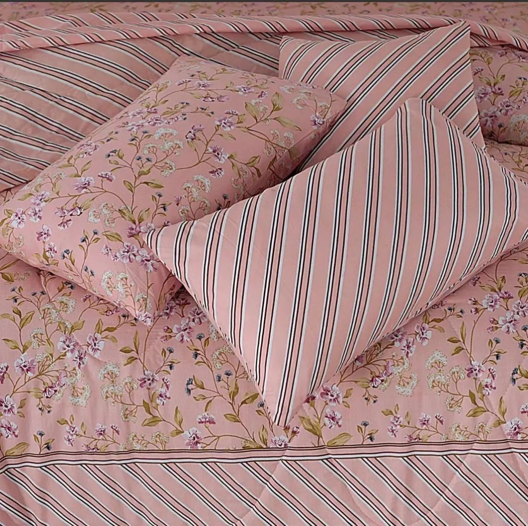 Luxurious 6 Pcs Cotton Salonica Printed Double Bed Razai Set