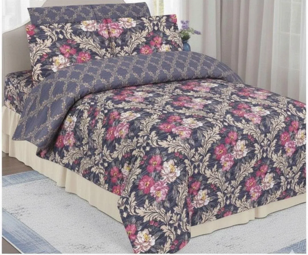 Luxurious 6 Pcs Cotton Salonica Printed Double Bed Razai Set