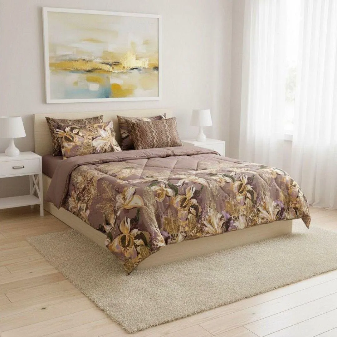 Luxurious 6 Pcs Cotton Salonica Printed Double Bed Razai Set