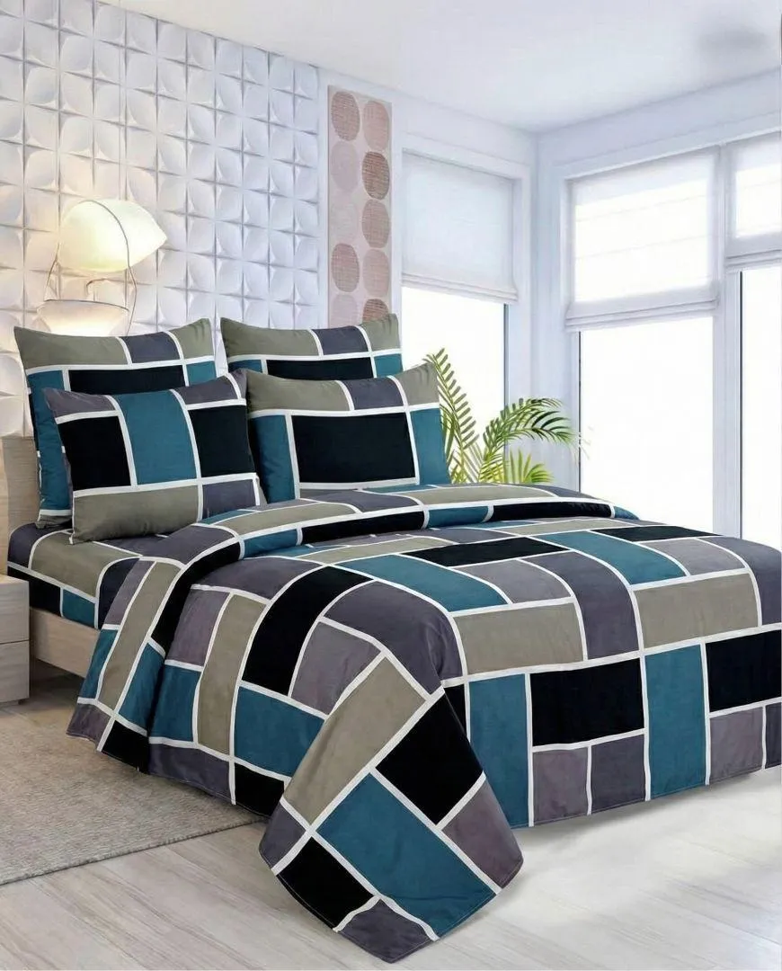 Luxurious 6 Pcs Cotton Salonica Printed Double Bed Razai Set