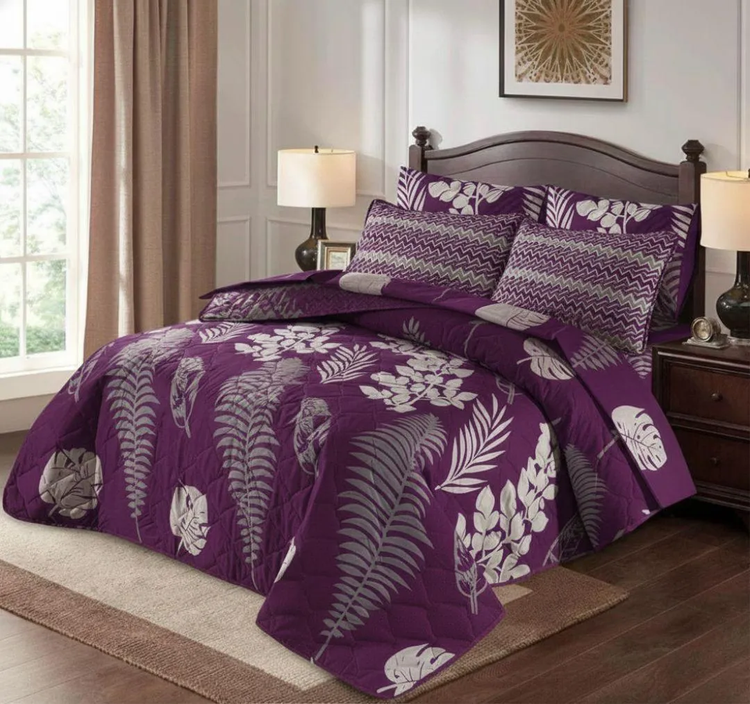 Luxurious 6 Pcs Cotton Salonica Printed Double Bed Razai Set