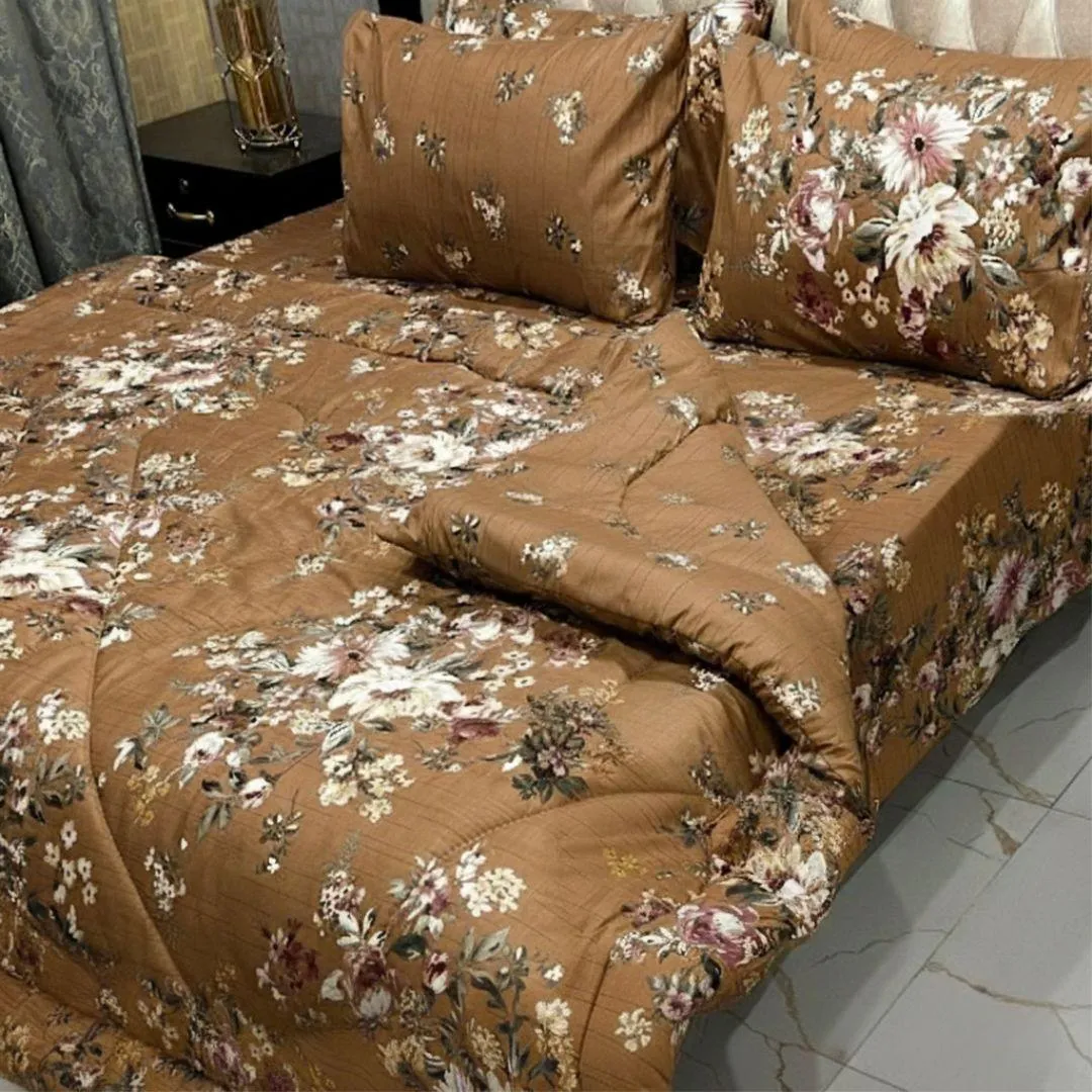 Vibrant 6 Pcs Cotton Salonica Printed Double Bed Razai Set