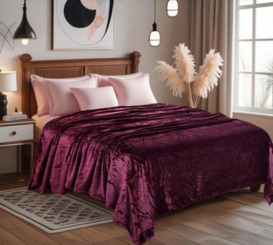 Fleece Plain Double Bed Blanket