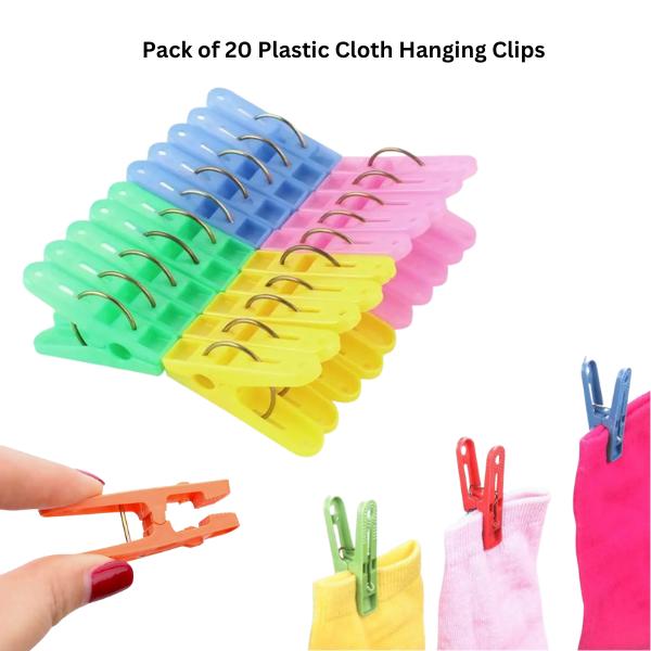 Multicolor Cloth Hanging Clips - 20 Pcs for Convenient Organization
