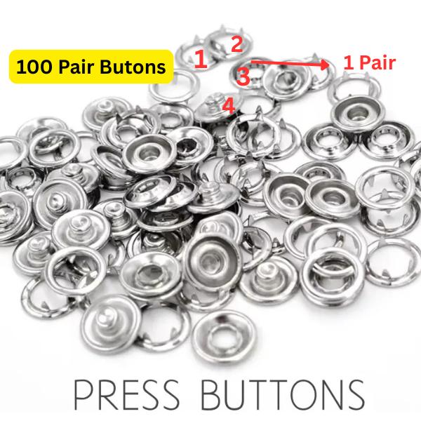 100 Pcs Durable Stainless Steel Tich Buttons