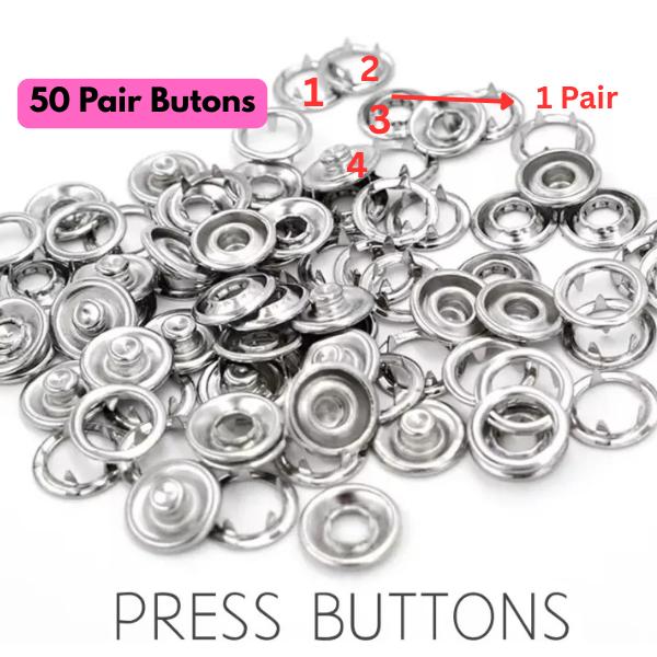 50 Pcs Stainless Steel Tich Buttons for Perfect Organization