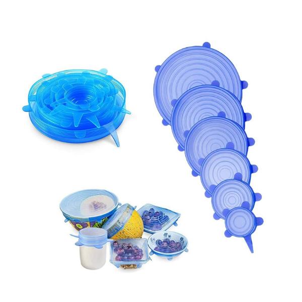 6 Pcs Silicone Food Covers - Versatile Kitchen Helpers for Freshness