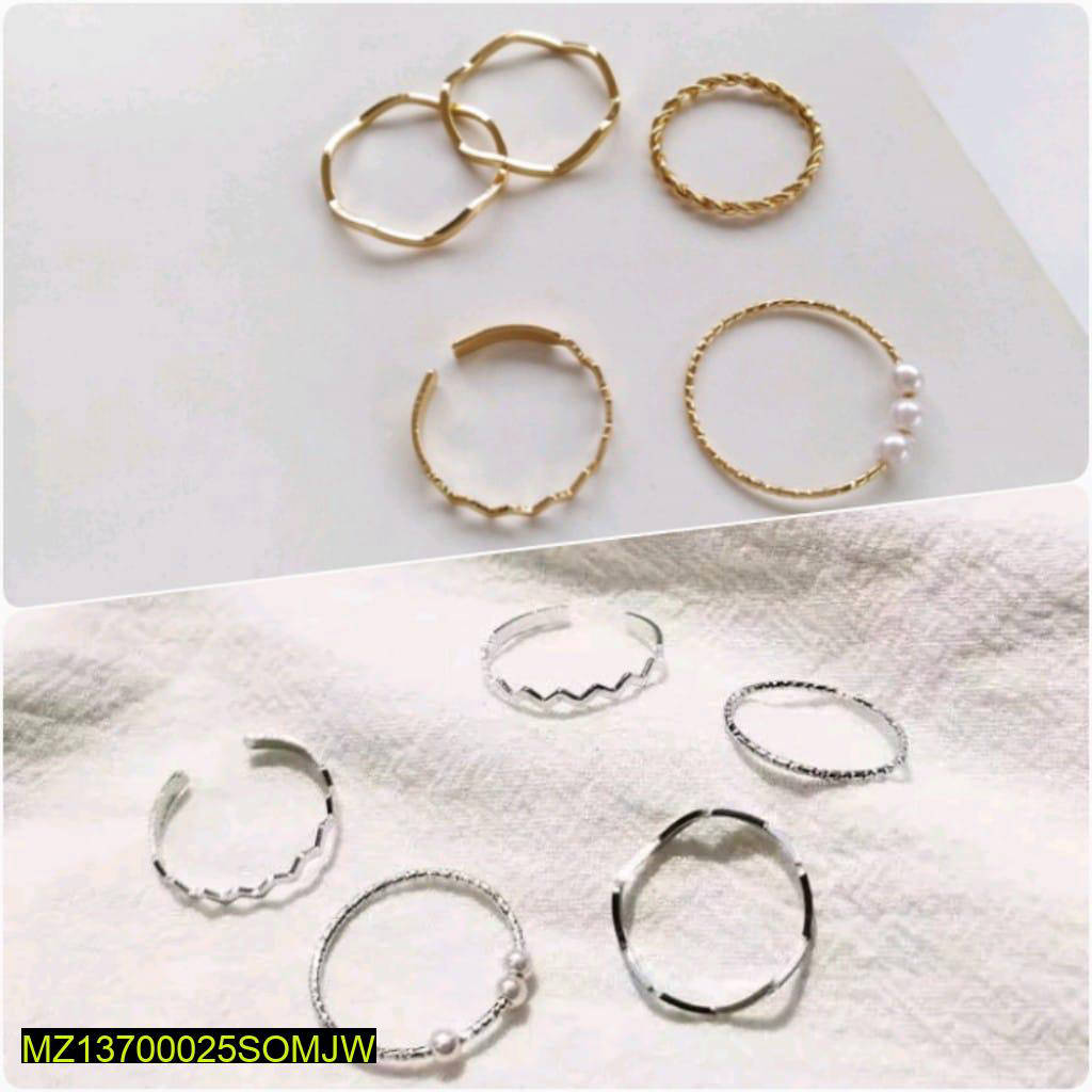 10 Pcs Alloy Silver And Gold Plated Plain Rings Set