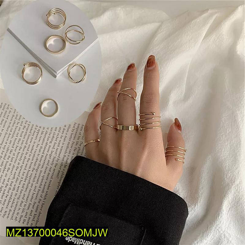 Hip Hop Pack of 6 Rings Set 