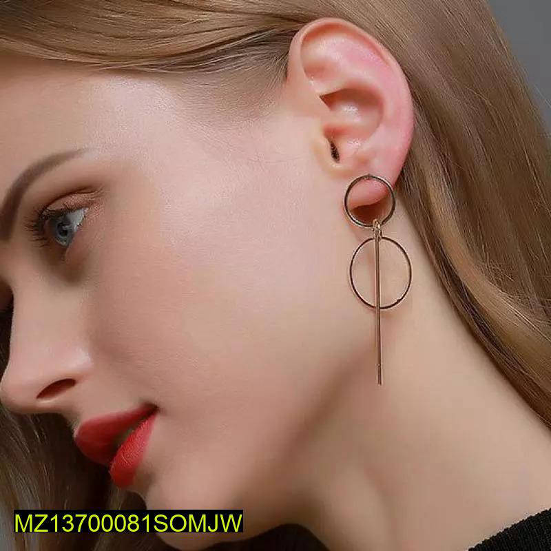 Trendy Double Circles Drop Line Earrings