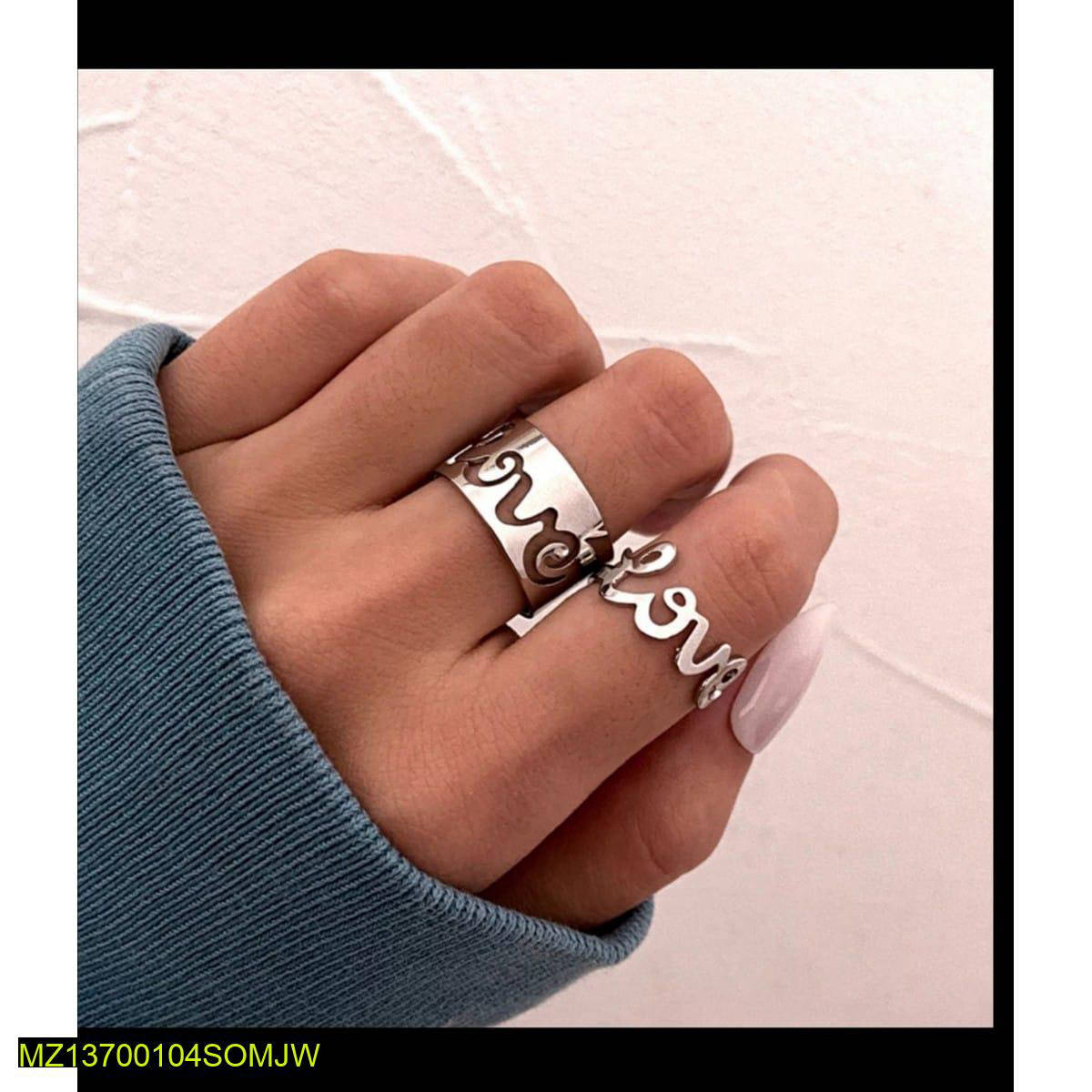 2 Pcs Trendy Couple Love Rings 