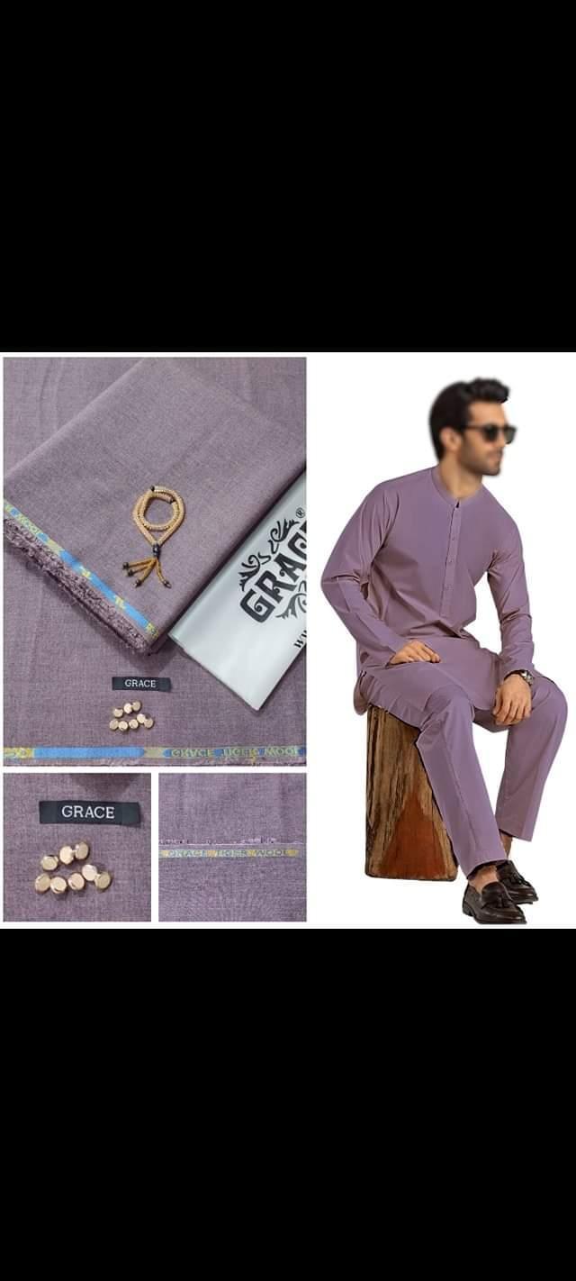 Men’s Unstitched Wool Plain Suit