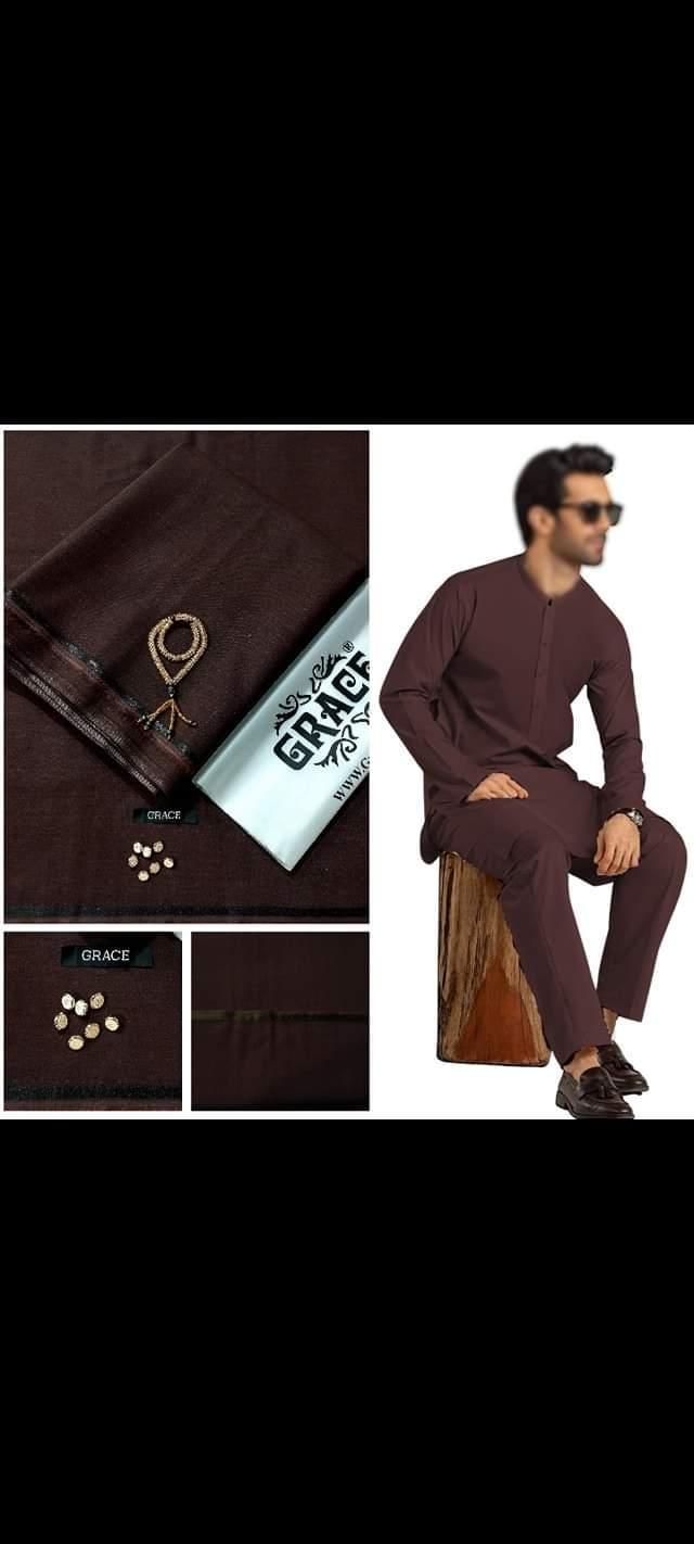 Men’s Unstitched Wool Plain Suit