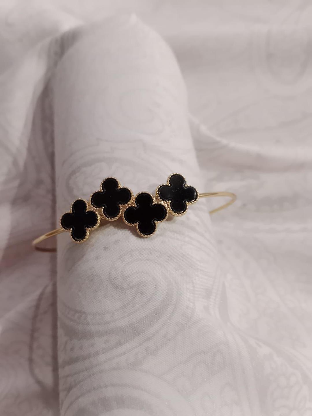 Antique Gold Plated Kara Bracelet with Artificial Stones - 1 Pc