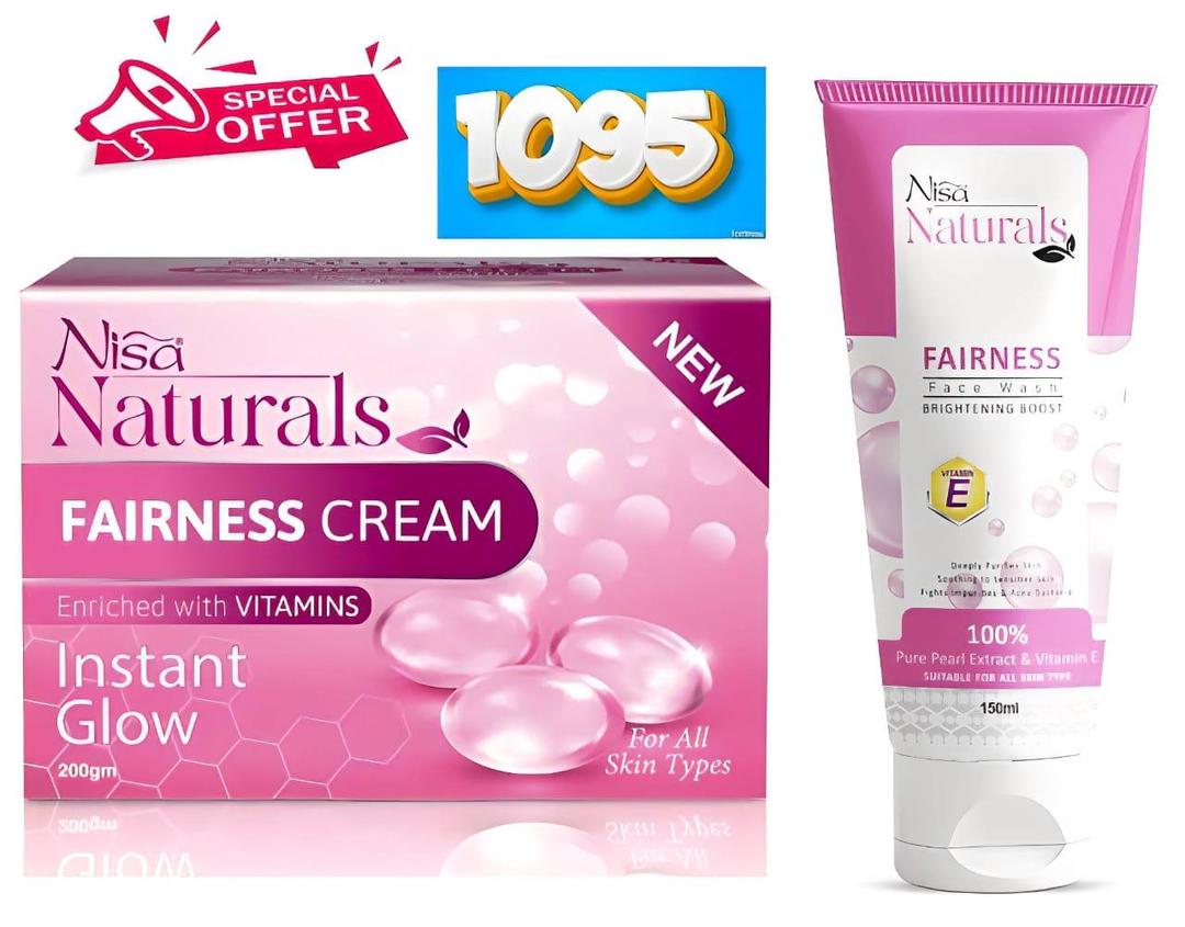 Whitening & Hydrating Fairness Cream with Face Wash - 2 Pcs Set for All Skin Types
