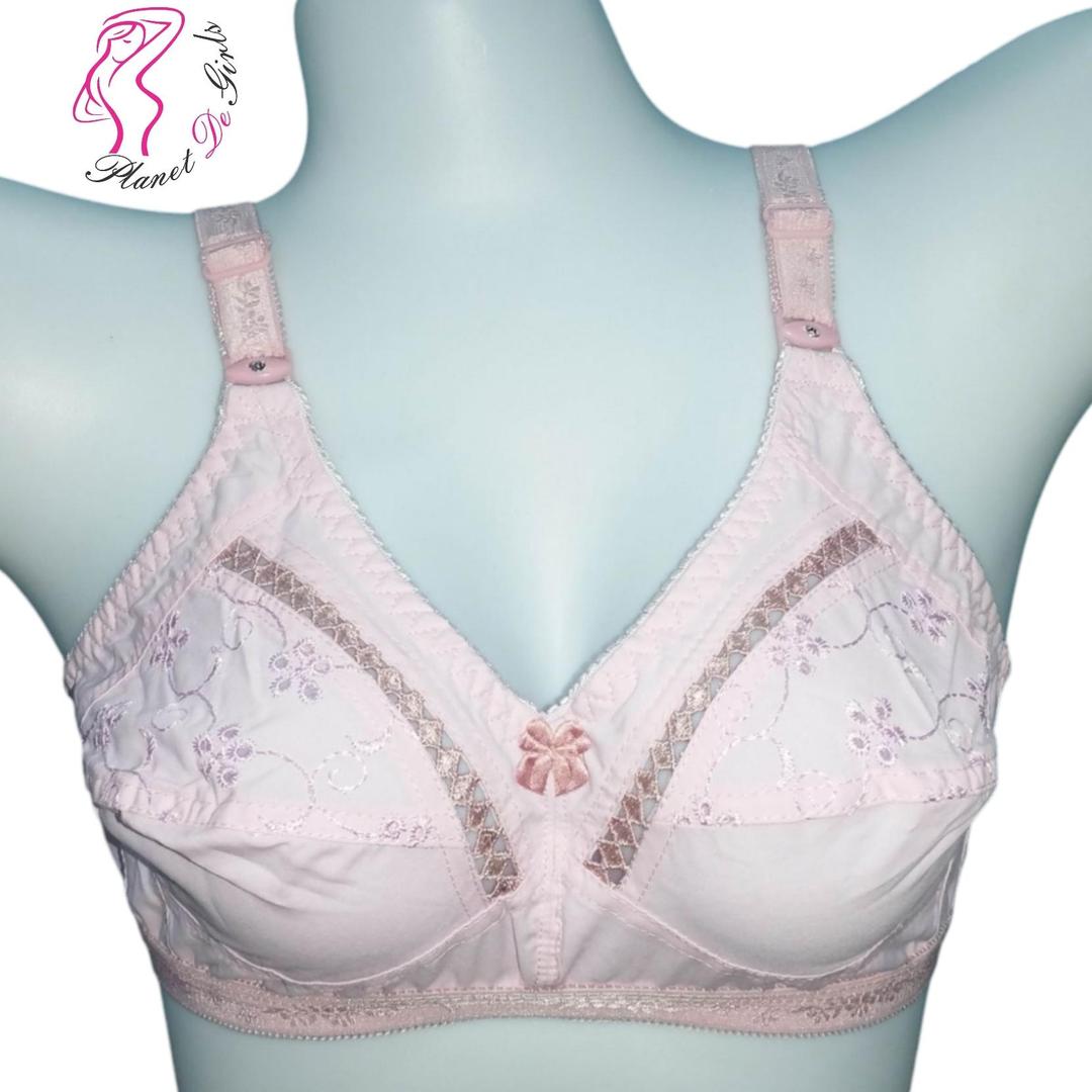 Cotton Chikan Embroidered Comfortable And Lightweight Non-Padded Bra
