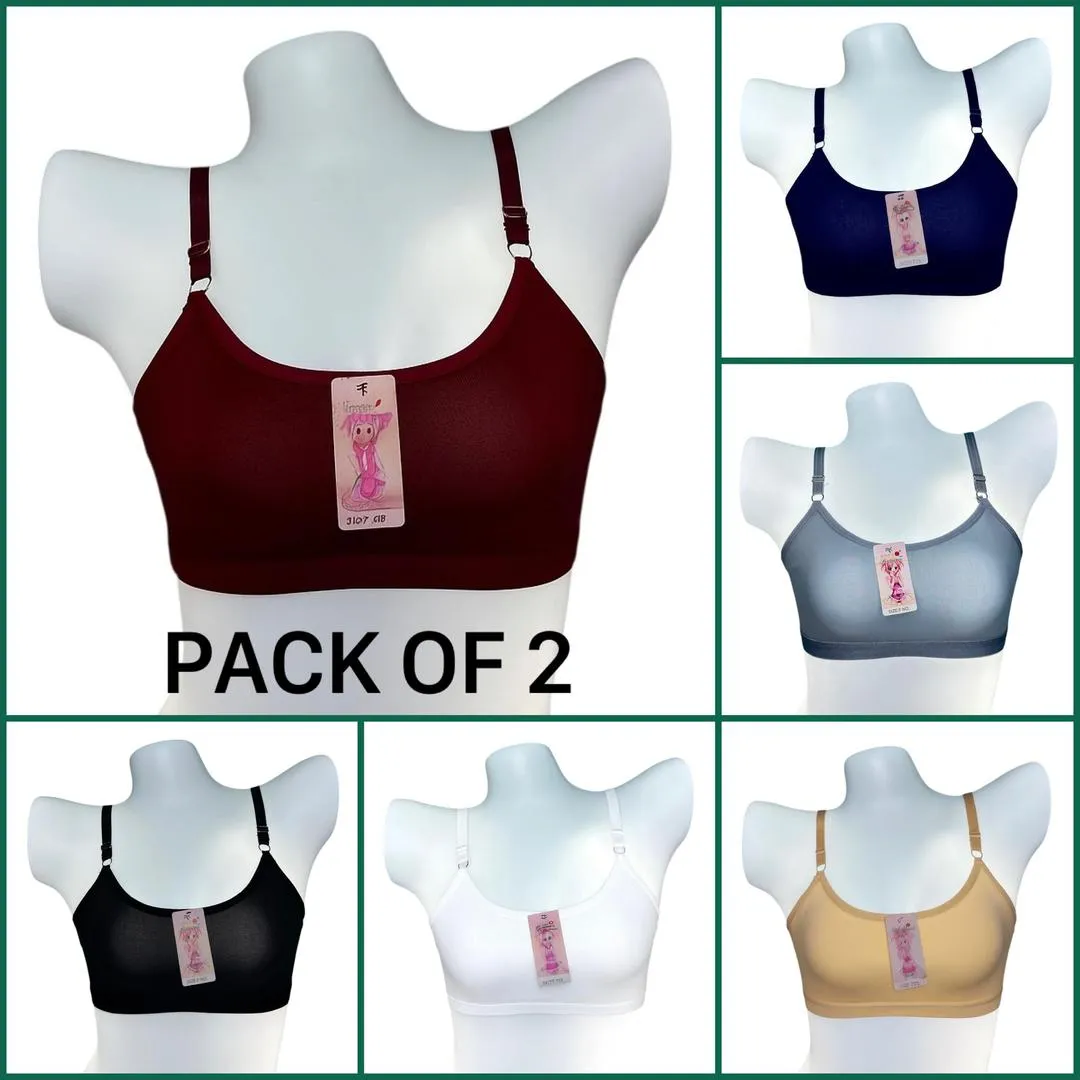 Comfortable Multicolor Jersey Non-Padded Bra - Pack Of 2 Teen BD Bras