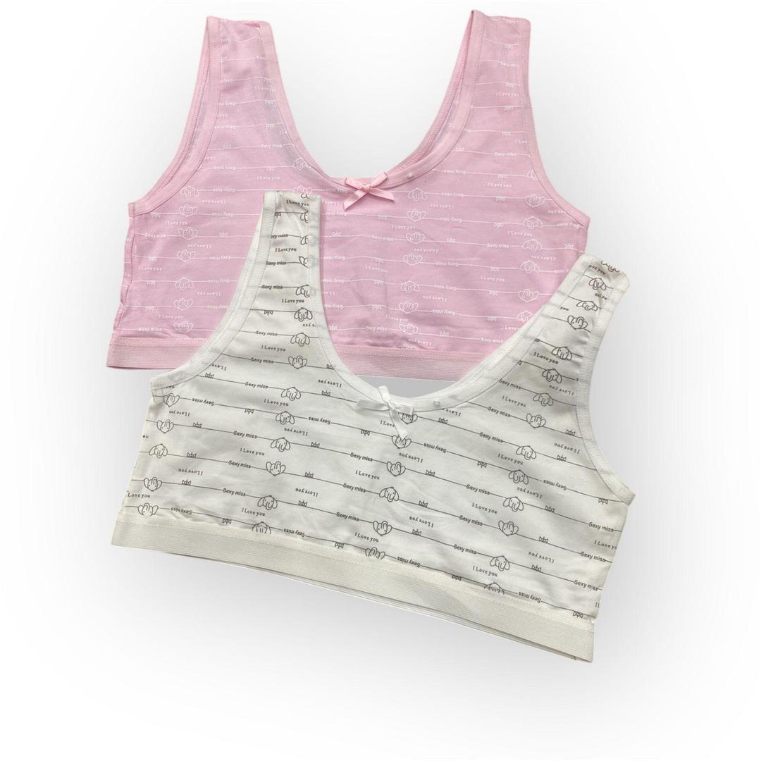 Pack of 2 Comfortable Pink Printed Cotton Sports Bras