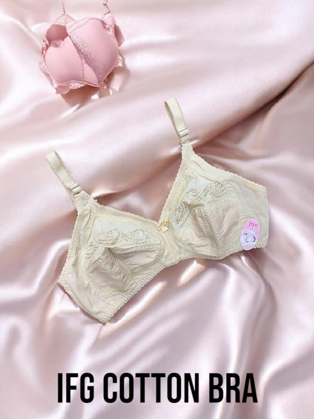 Cotton Embroidered Breathable Non-Padded Bra