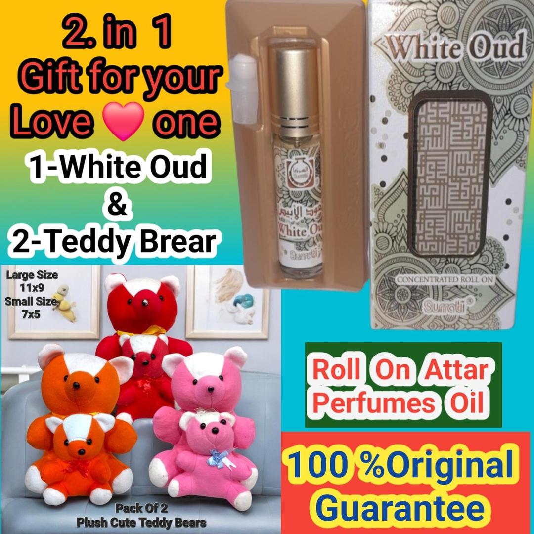 2 in 1 Love Gift Pack - Original white Oud & 2 Teddy Bear 