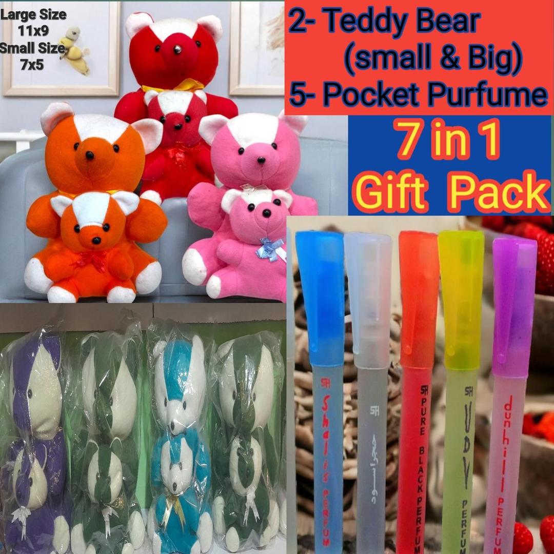 7 in 1 Gift Pack Of 5 - Purfume & 2  Teddy for Your Loved One