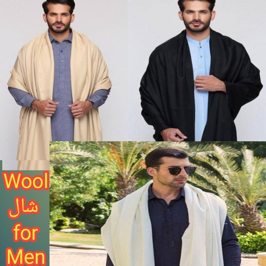 1 Pc Men's Wool Plain Shawl