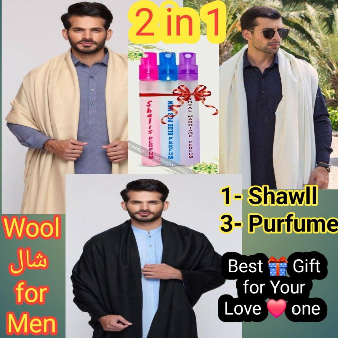 1 Pc Men's Wool Plain Shawl