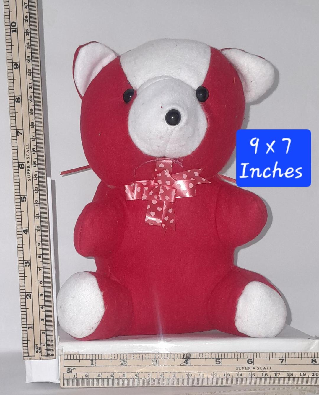 Cute Plush Teddy Bear Stuff Toy - 1 Pc Red & Multicolor