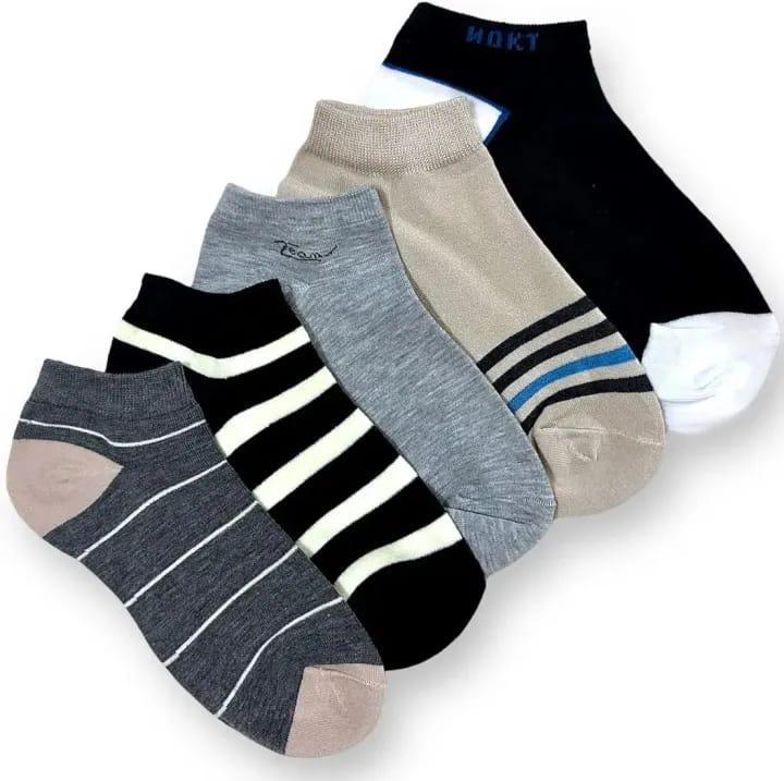 Men's Cotton Multicolor Ankle Socks - Pack of 5 Pcs for Daily Wear