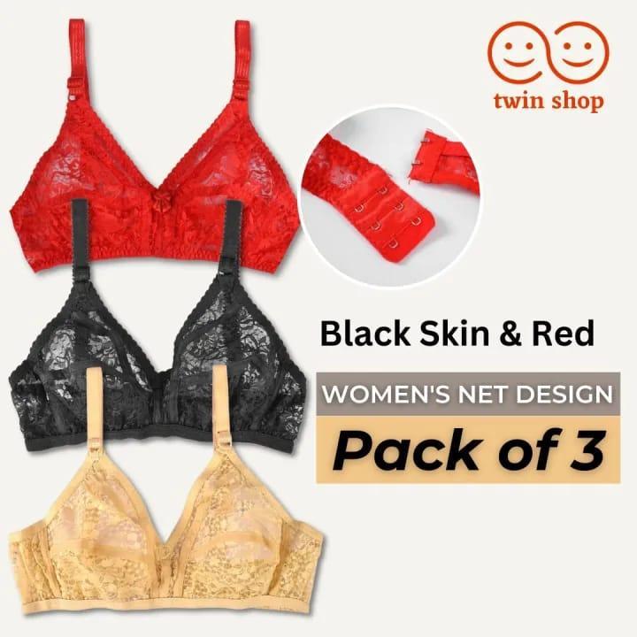 Net Sequins Comfortable And Breathable Non-Padded Bra