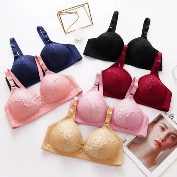 Silk Sequins Padded Push Up Bra