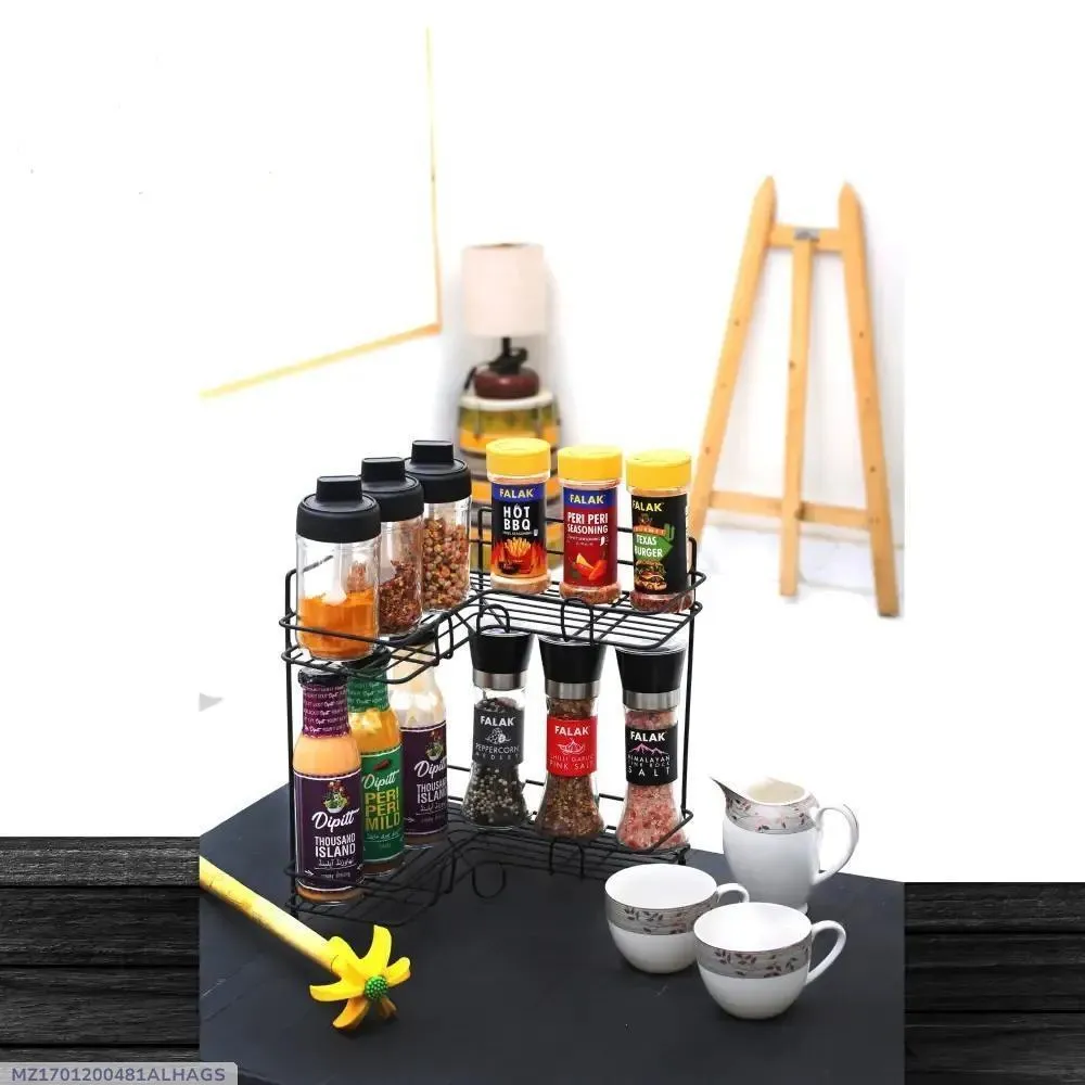 Stylish Blue Iron Spices Rack - 1 Pc for Organized Kitchen
