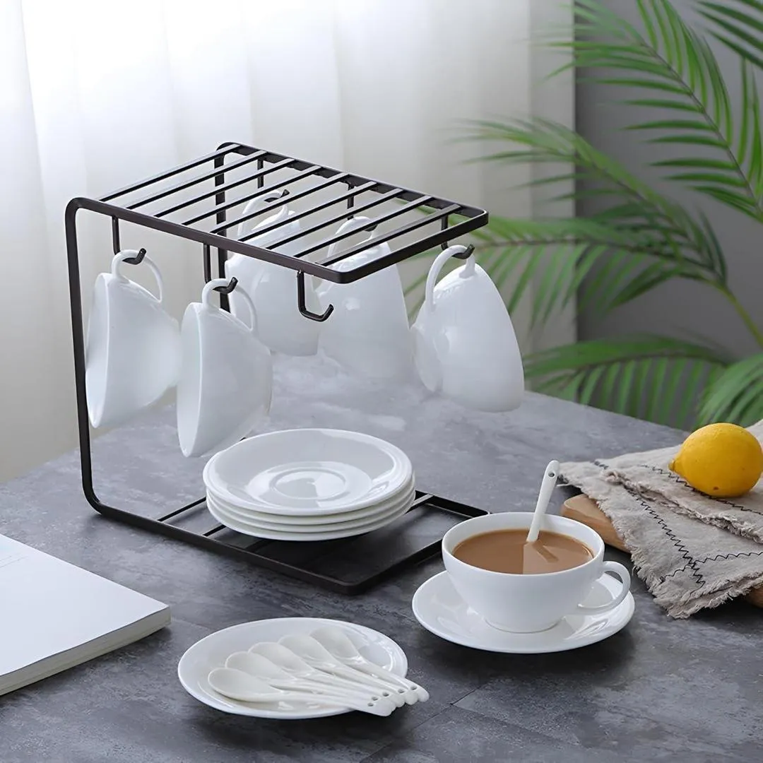 Stylish Black Iron Mug Stand - 1 Pc Storage Solution for Your Kitchen