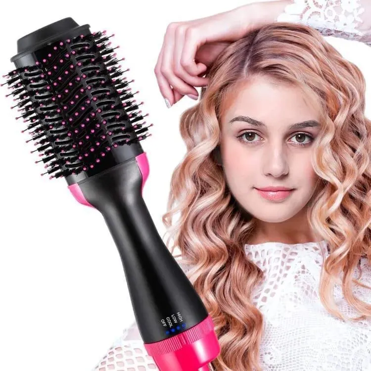 One Step Hair Dryer Brush Black Pink ABS