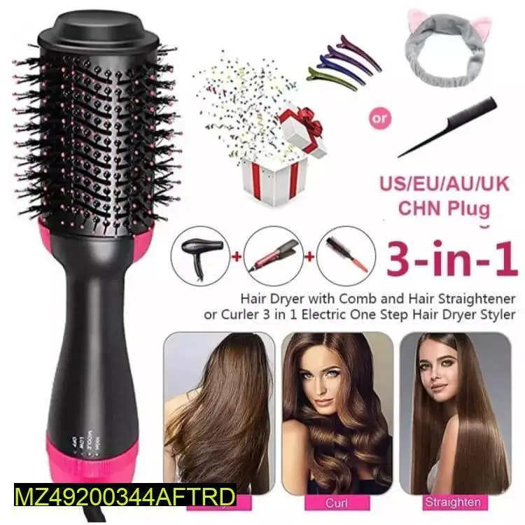 One Step Hair Dryer Brush Black Pink ABS