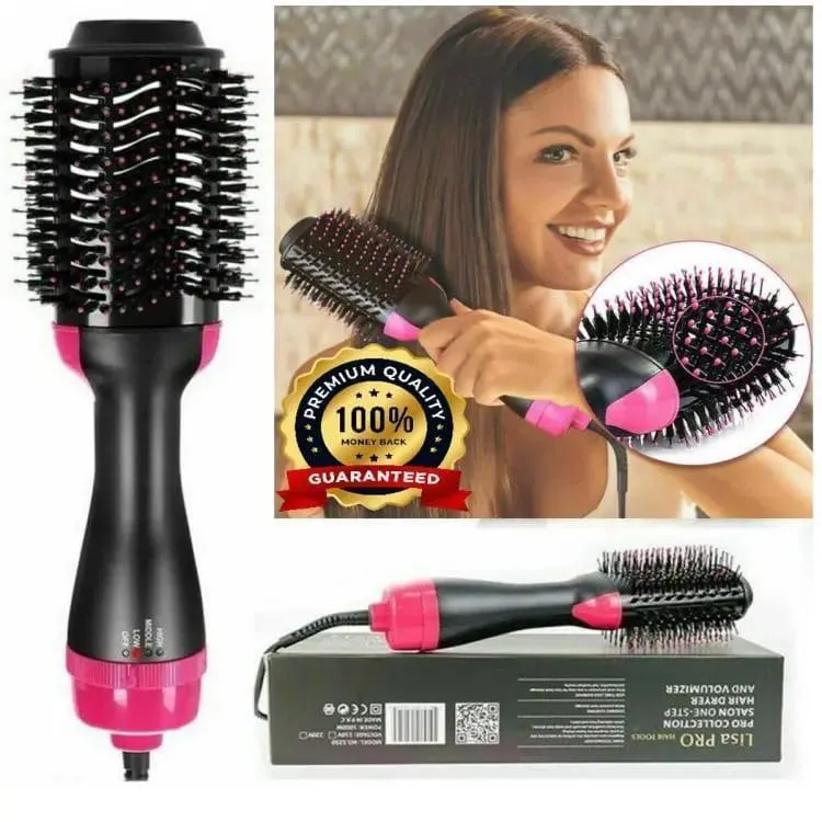 One Step Hair Dryer Brush Black Pink ABS